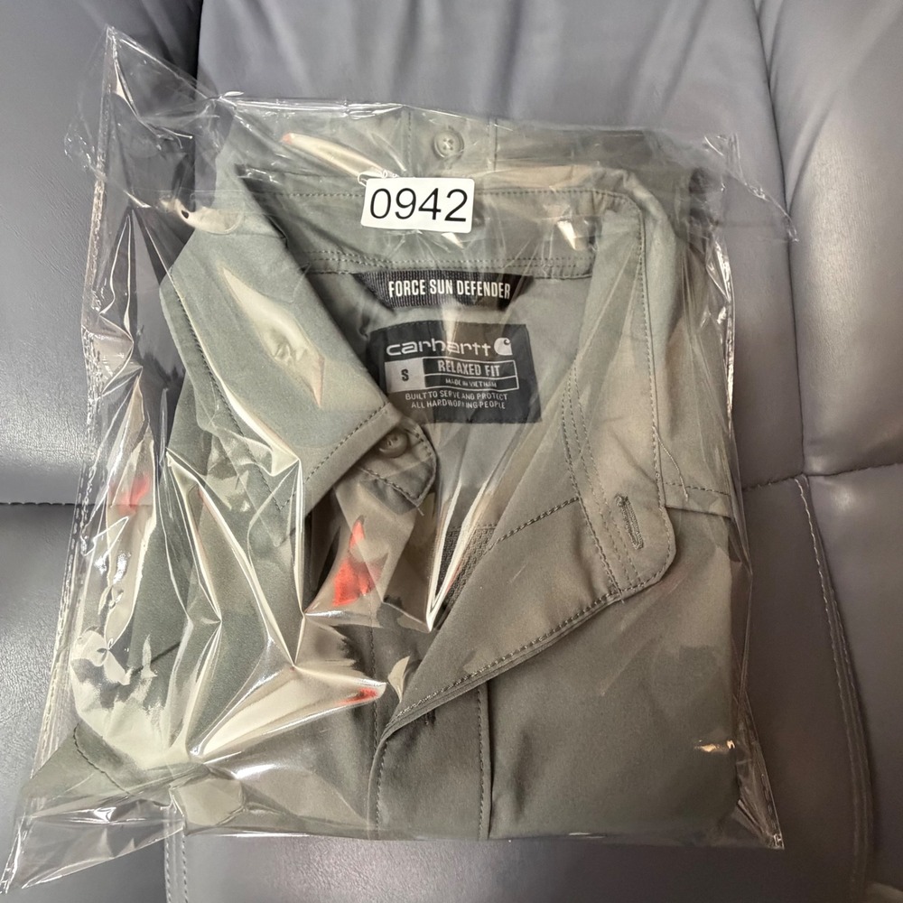Carhartt Force Sun Defender Relaxed Fit Short Sleeve Shirt Gray Mens Small - Picture 7 of 7